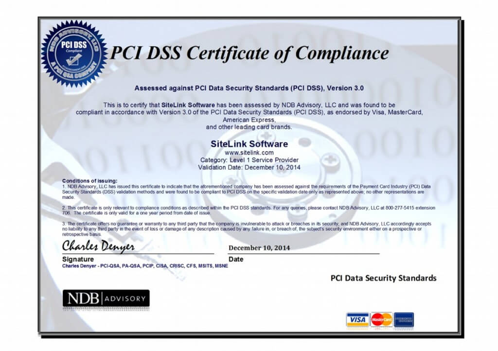 PCI DSS Certificate of Compliance